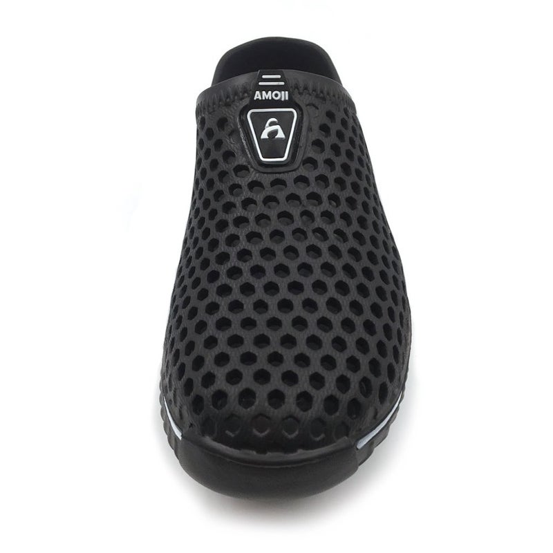 Amoji Garden Clogs Shower Shoes Rubber Sandals Yard Beach Pool House Summer Slipper 1702 Black 9 Women/7.5 Men - Image 2
